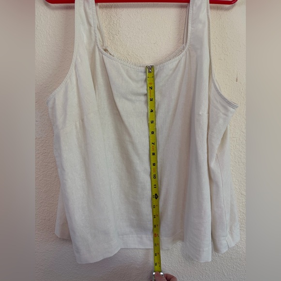 AVA & VIV Linen Blend Tank Top 1X Ivory Button Back - Picture 11 of 12